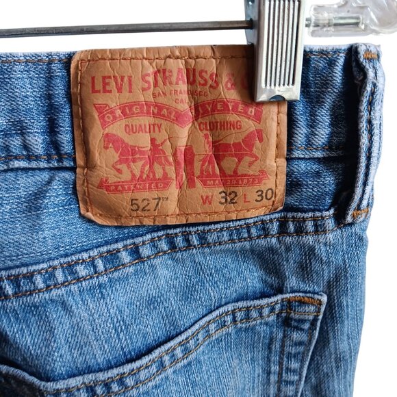 32x30 Levis 527 Slim Bootcut Jeans W32 L30 Mens Denim Blue Mid-Rise Distress - Picture 3 of 6